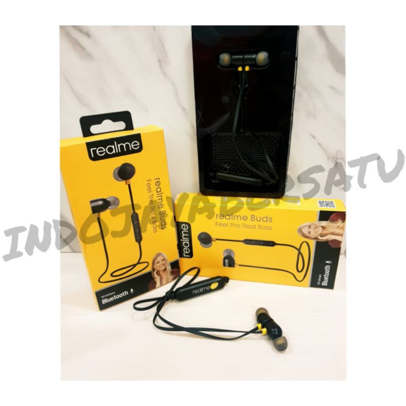 #GROSIR HF HEADSET BLUETOOTH REALME BUDS MAGNET PACKING IMPORT SPORT JOGGING MURAH