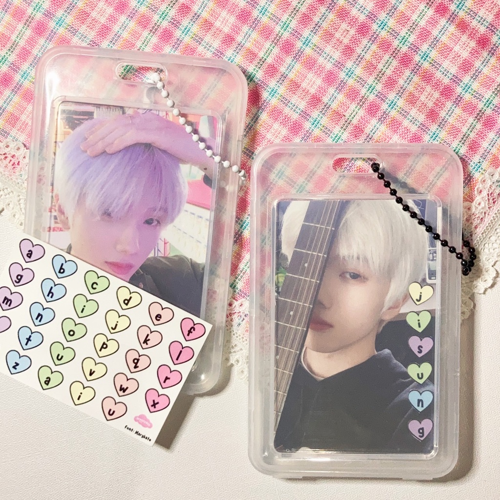 Clear Photocard Holder ID Card Case Plastik / Plastic Sticker Ballchain Deco