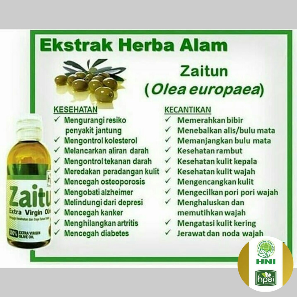 Minyak Zaitun Cair Evoo Extra Virgin Olive Oil Hni Hpai Shopee Indonesia