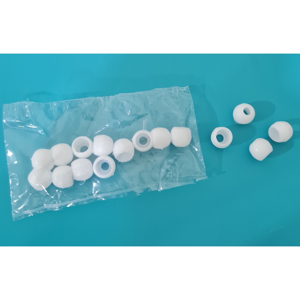 [12 pcs] Lobi Lobi Tali Kur Bulat Putih 12mm Eceran / Stopper Tali Kur Bulat Putih / Lobi Ujung Tali
