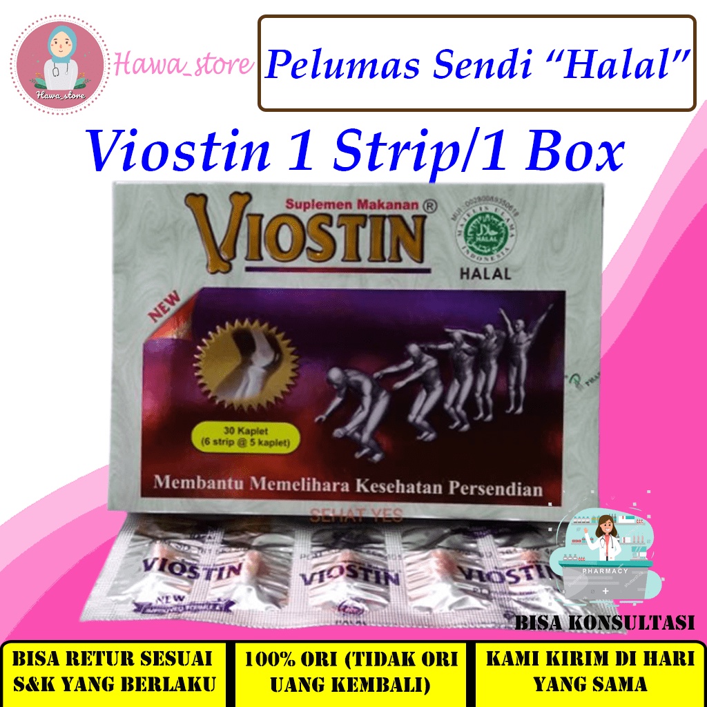 Viostin Ds Halal 1 Strip @5 Kaplet / Suplemen Meredakan Nyeri Sendi / Kesehatan Tulang & Sendi / Sup