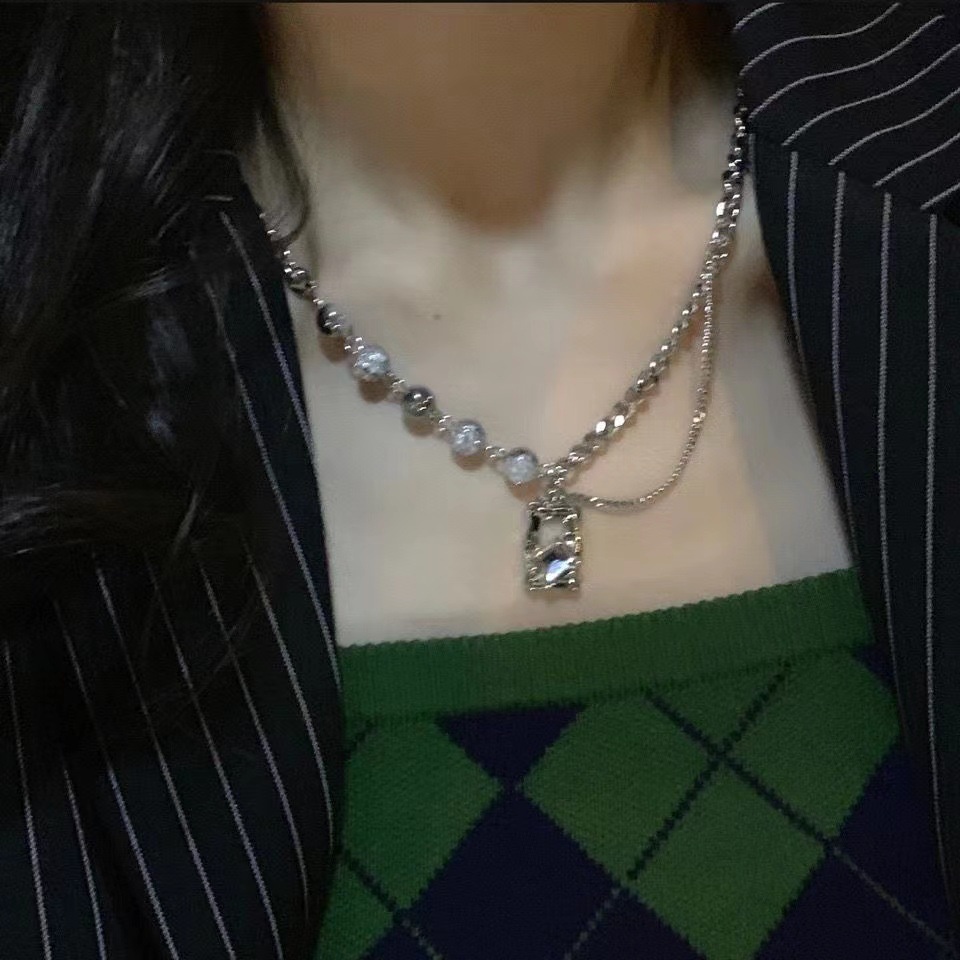 Kalung Rantai Clavicle Desain Geometri Gaya Korea