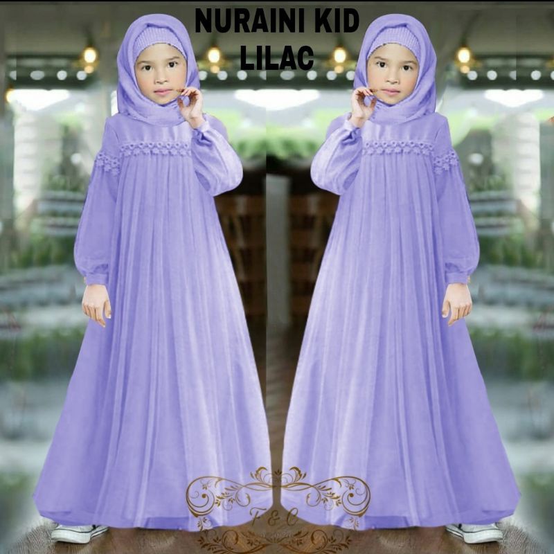 Maxi Nuraini kid - Gamis Syari Dress Baju Muslim Anak Perempuan Terbaru terlaris kekinian Modern 202