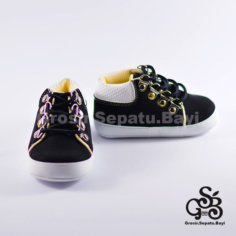 sepatu bayi baby shoes prewalker laki laki umur 2 sampai 14 bulan model edgy tali warna hitam