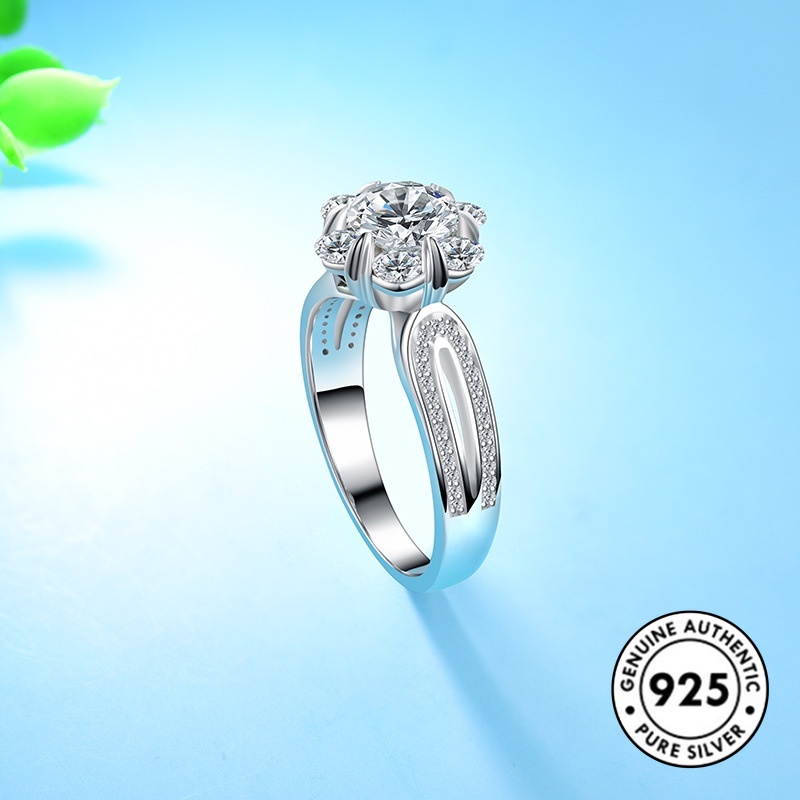 Cincin Sterling Silver 925 Model Bunga Elegan Untuk Wanita