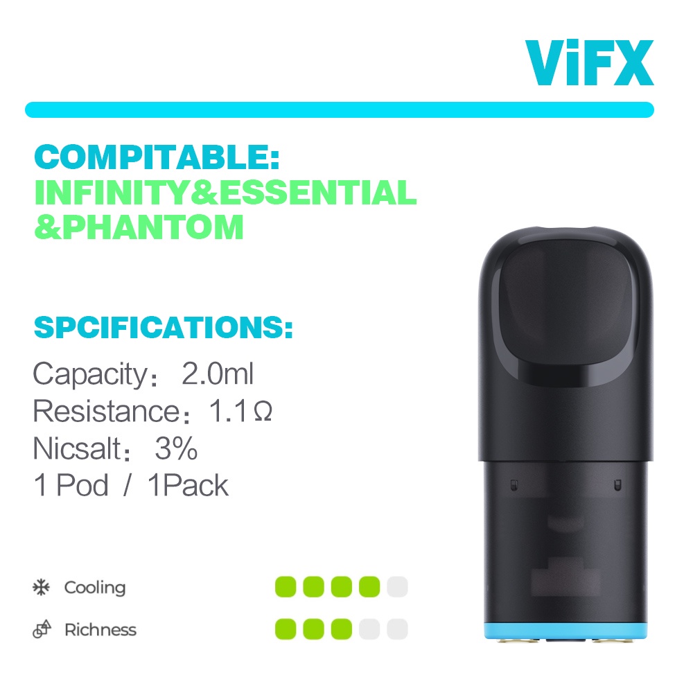 ViFX Pod Compatible RELX Infinity &amp; Essential &amp; Phantom - Green Tea Flavours∣1 Pack Isi 1   Pod