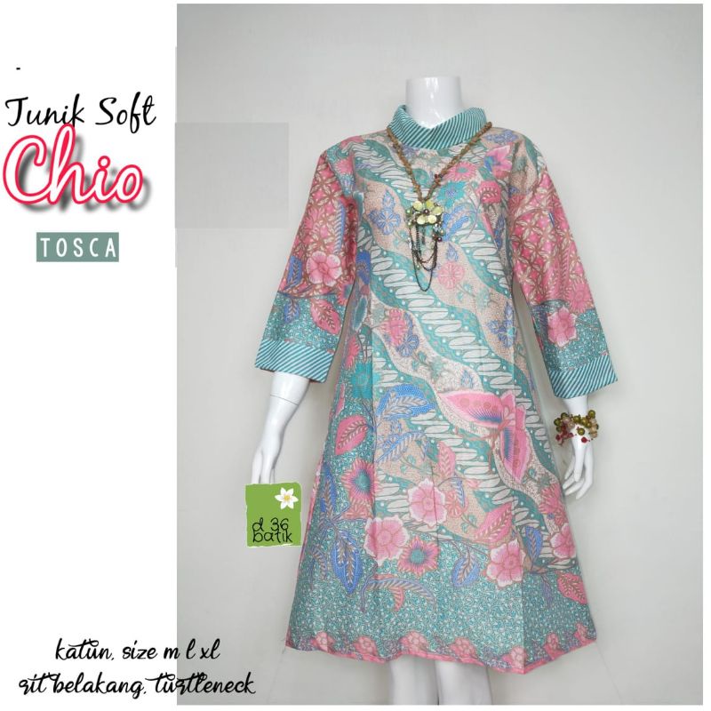 Tunik Soft Chio Dress Batik Murah Kekinian Modern Kasual Kerja Kantor Elegan Seragam batik fashion motif bunga wanita ibu ibu cewek remaja seragaman kalem trendy bagus warna pastel Soft kembaran solo  jogja tasik cirebon aceh btc terkini 2022 kekinian