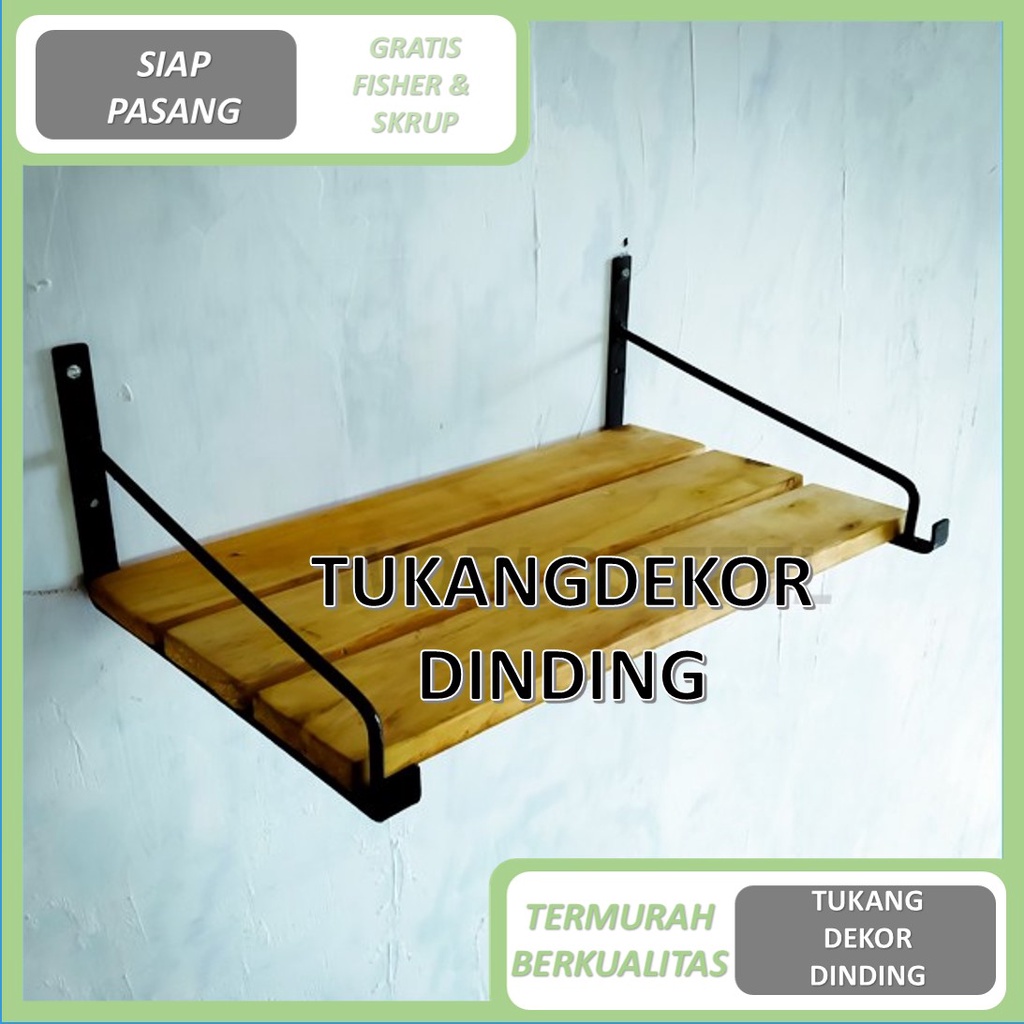 LADIN rak buku dinding besi dan kayu minimalis vintage kuno es sepatu / RAK DINDING BESI KAYU MINIMA