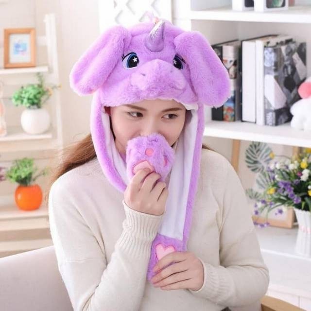 Bunny Hat Topi Krakter Lucu ada lampu cocok untuk hadiah anak-anak atau dewasa