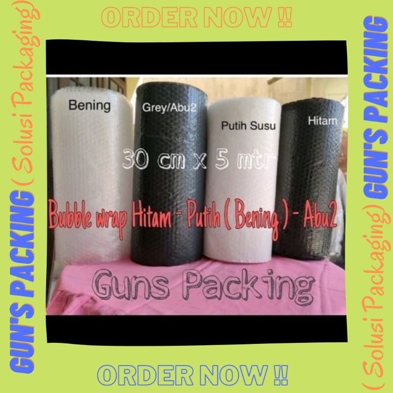 

[MTAP]Bubble Wrap uk 30 cm x 5 Meter Hitam - Putih Bubble wrap Medan