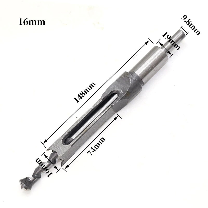 

JUSTINLAU Mata Bor Putar Pahat Mortising Bobok Kayu HSS Square Hole Extended Saw 16mm - FKDB16 - Silver
