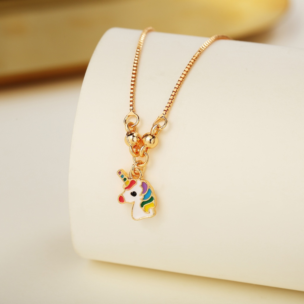 Y444 Kalung Anak Perempuan Unicorn Lucu Kalung Bayi Titanium Anti Karat Kalung Anak Model Kartun Korea Pony