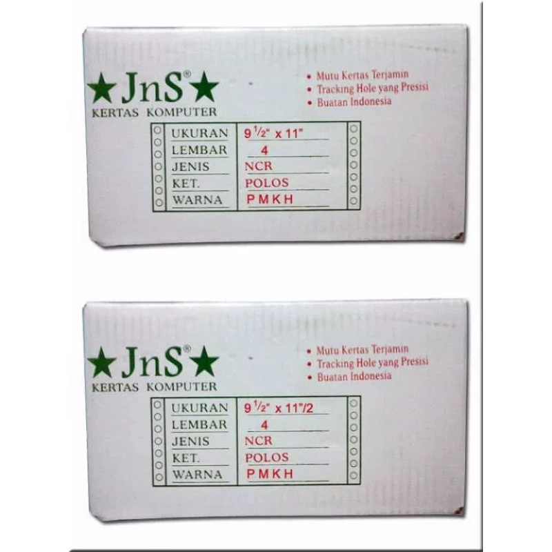 

Kertas Continuous Form 4 ply NCR JNS Ukuran 9.5x11 K4-K4/2