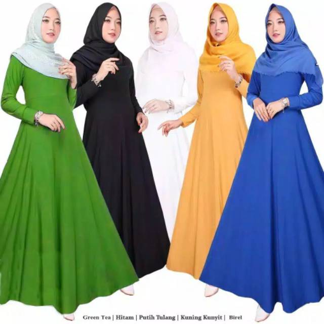 Fashion Muslim Gamis JERSEY POLOS premium tebal saku busui murah terlaris promo (1kg 3pcs)