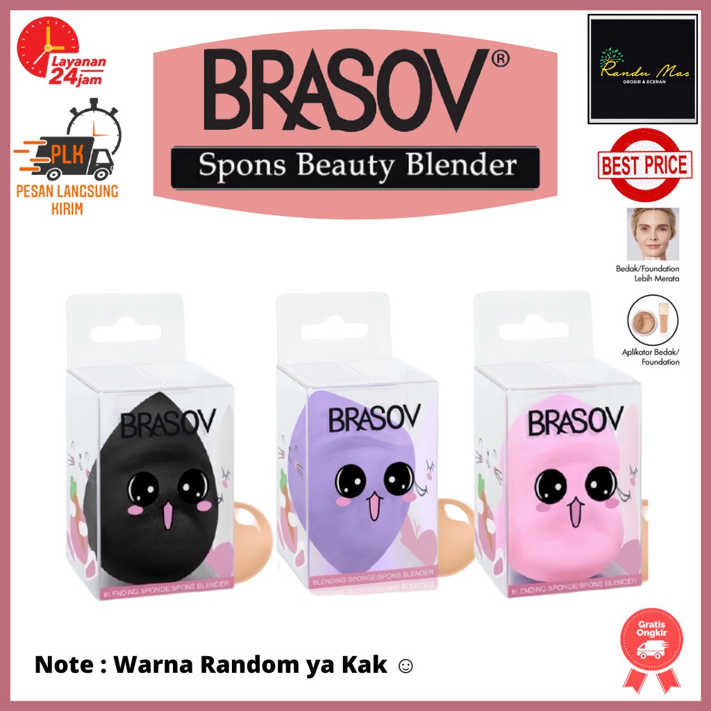 Brasov Spons Make Up Model Telur | Egg Cut Telur | Guci Contouring Blending Sponge Foundation Spon