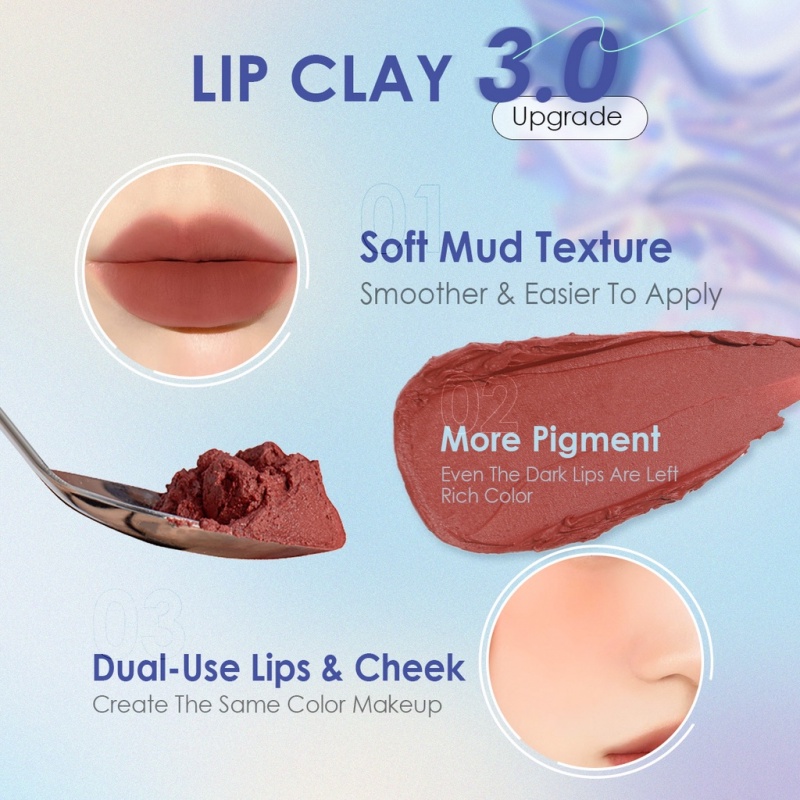 FOCALLURE Dual-use Lip Mud Lip Clay &amp; Velvet-hazy Matte Blush On Waterproof Lip Mud&amp;Cheek Used fa266