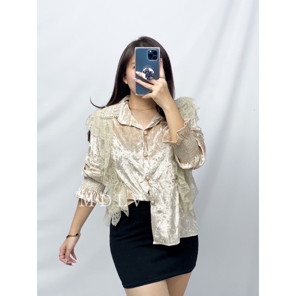 MDLV~5181 MARCIANA VELVET BLOUSE / ATASAN LENGAN PANJANG / FASHION IMPORT WANITA