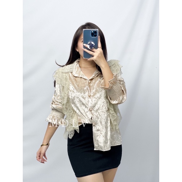 MDLV~5181 MARCIANA VELVET BLOUSE / ATASAN LENGAN PANJANG / FASHION IMPORT WANITA