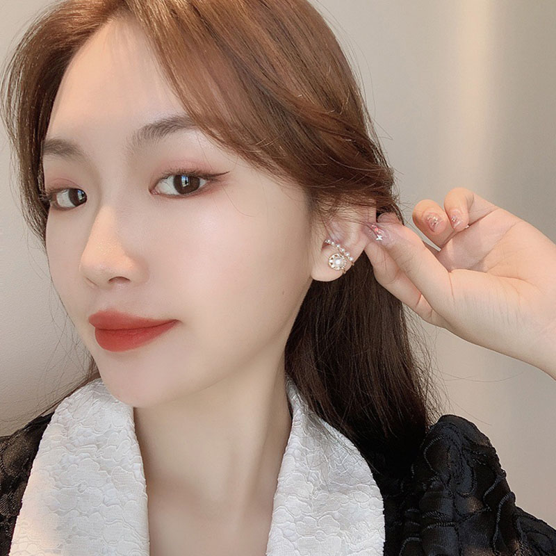 Anting Stud Hias Mutiara Gaya Retro Korea