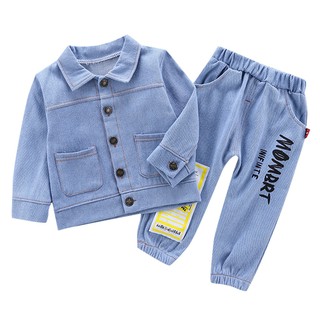 Set 3Pcs Kaos  T Shirt Anak  Laki laki Jaket Denim 