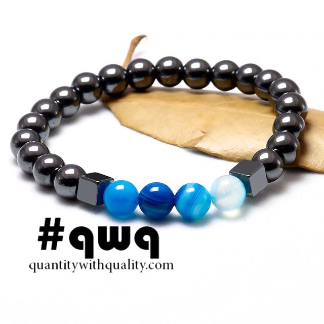 gelang batu aquamarine hematite blustin badar besi natural healing top aksesoris supplier craft