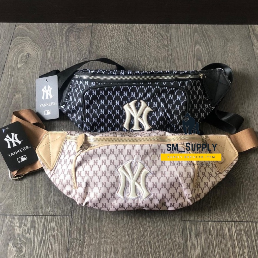 tas pria selempang pinggang WAISTBAG NY MLB pattern logo