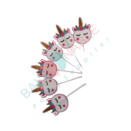 HappyBalloon  Cake Topper Head Unicorn isi 6