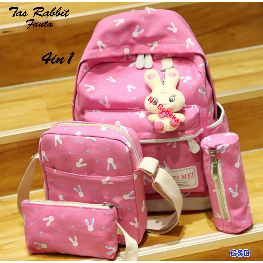 tas rabbit 4in1/paket tas sekolah anak murah/tas ransel anak/tas backpack+slempang+kotak pensil