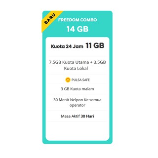 KARTU PERDANA FREEDOM COMBO 14 GB, 30 Hari | Shopee Indonesia   