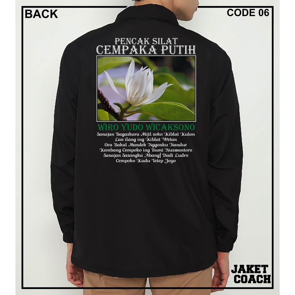 (BISA COD) JAKET COACH BUNGA CEMPAKA PUTIH | JAKET PSCP | JAKET COACH SILAT | JAKET PSCP KEREN