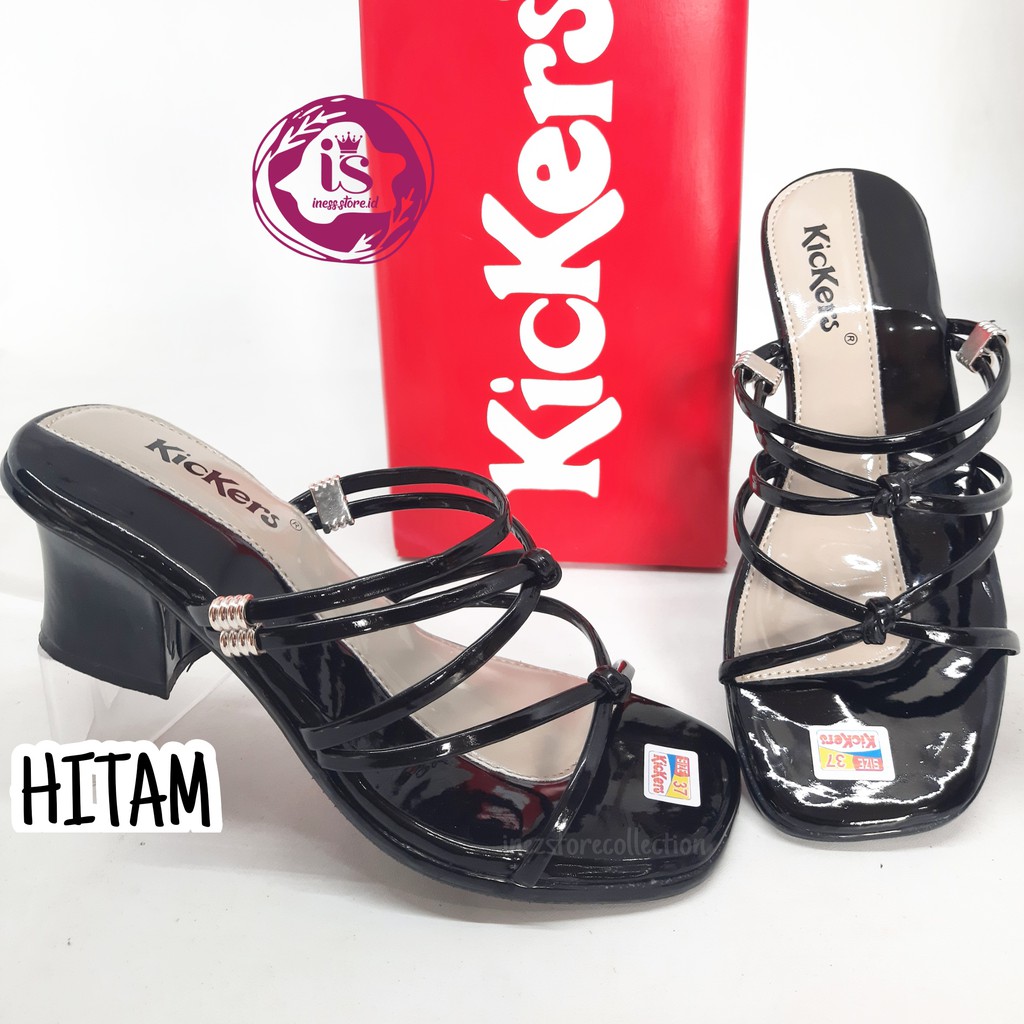 SANDAL HEELS WANITA KICKERS TALI SILANG TERBARU R02 MURAH GROSIR