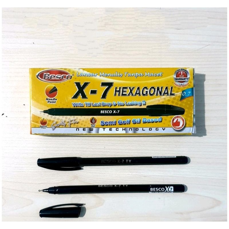 

Pulpen BESCO X-7 HEXAGONAL 0,7 Hitam 1pak 12pcs (Murah)