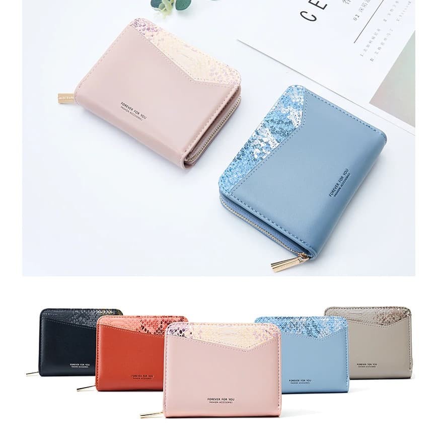 dompet wanita mini ritsleting terbaru Keren cantik casual perempuan cewek Wallet koin Kartu elegan l