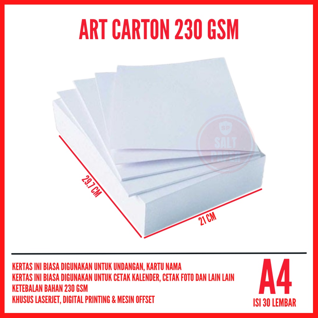 Jual Kertas Art Carton 260 Gsm A4 30 Lembar Kertas Art Karton A4 260 Gsm Kertas Art Karton 9934