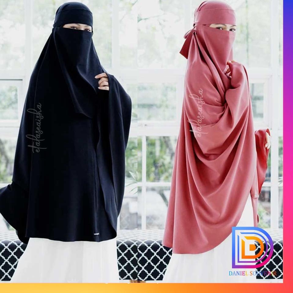 {KTY.27Jn22в} Set Jilbab Syari Long Khimar Non Pet Bonus Niqab Bandana Wolfis Alsyahra Exclusive