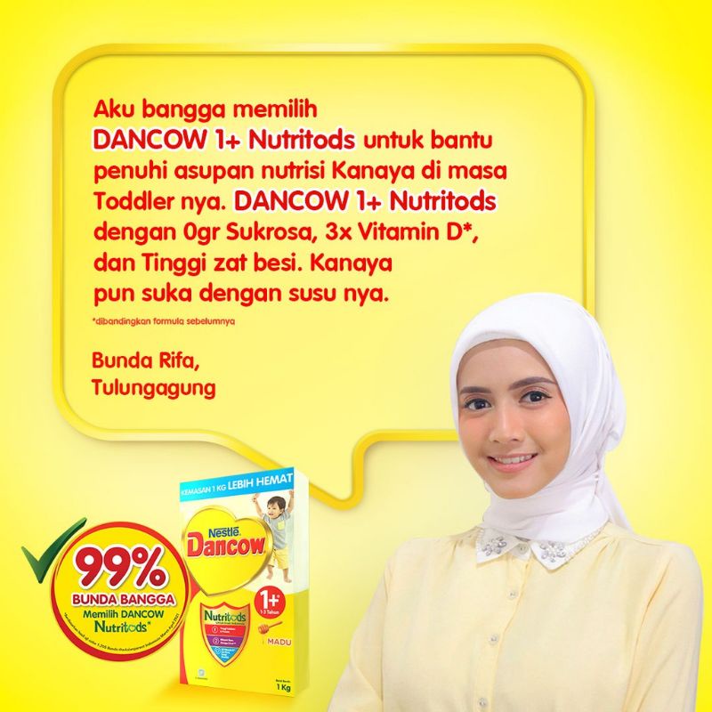 Nestle Dancow 1+ dengan Susu Pertumbuhan Rasa Madu dan Vanila 1-3 Tahun Box 350g