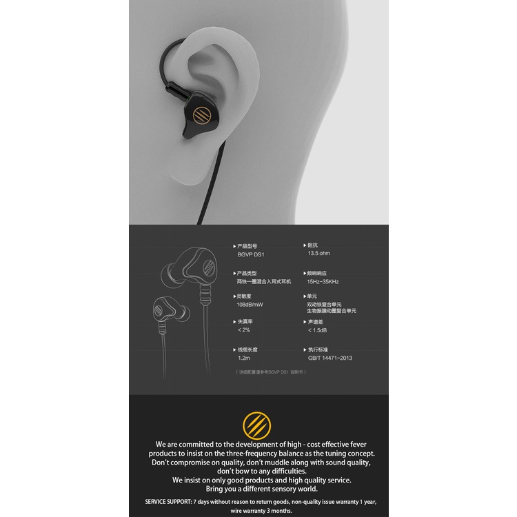 BGVP DS1 Noise Canceling Headphone Hifi DJ Hybrid Technology In Ear Monitor High Fidelity MMCX Earphone