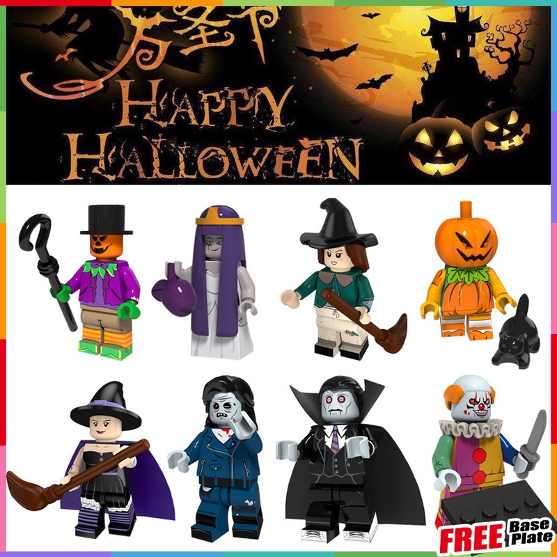 Pg8171 Mainan Action Figure Minifigures Seri Halloween Bentuk Labu / Orang-Orangan Sawah / Penyihir / Vampire / Joker