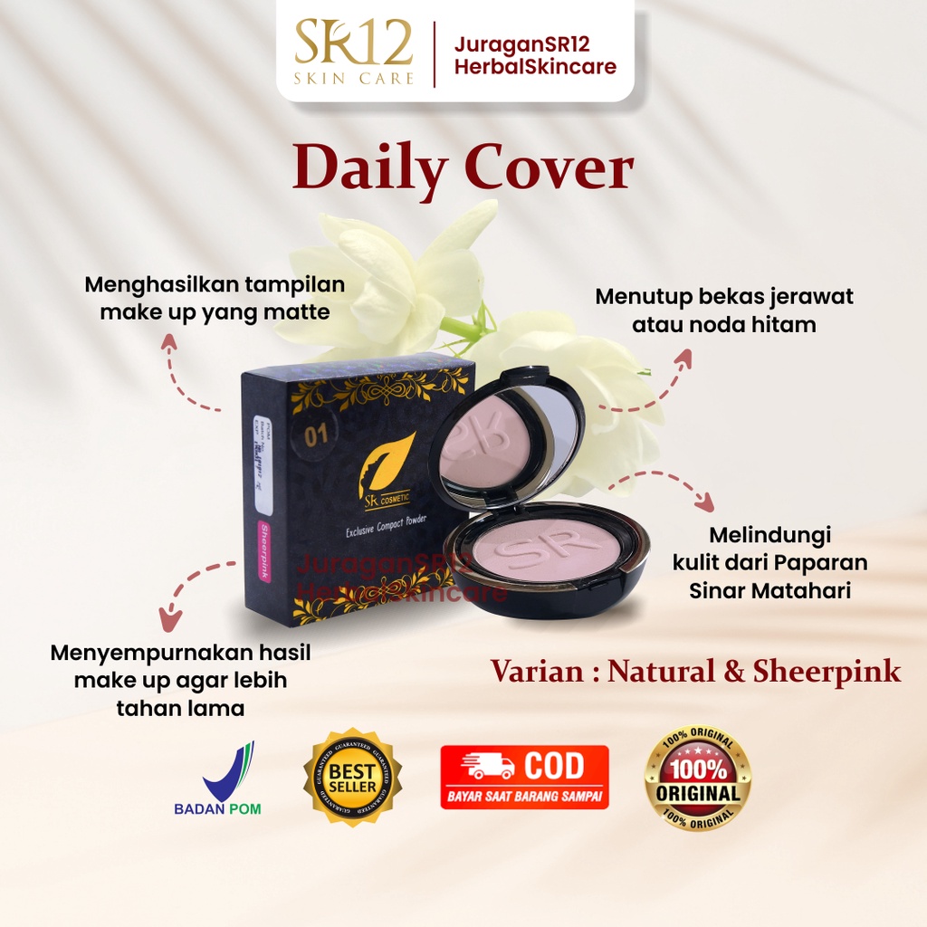 Daily Cover SR12 SR 12 Compact Powder Seting Spray Make Up Tahan Lama Bedak Padat Over Oil Control Pelembab Wajah Kulit kering