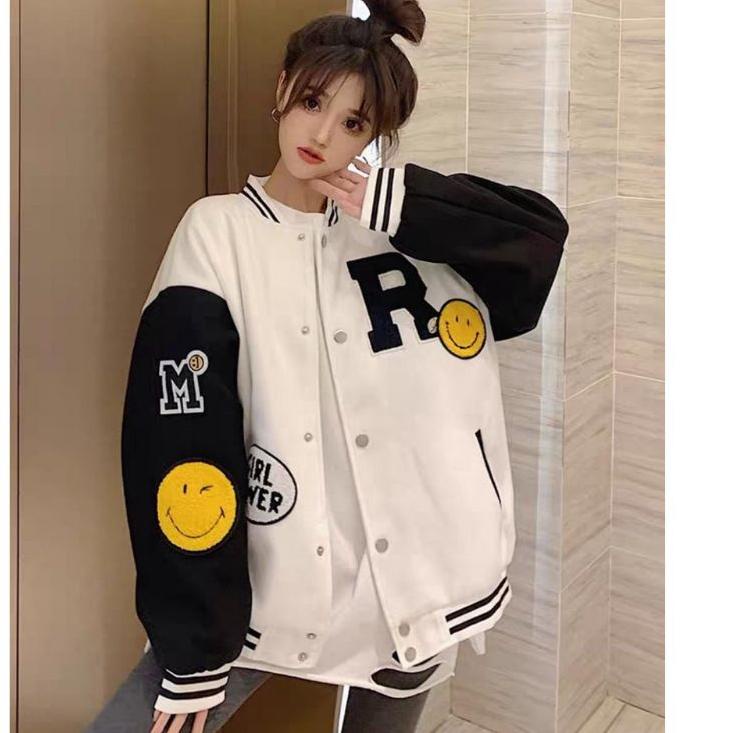 LANGSUNG ATC.. JACKET R SMILE STYLE VARSITY BASEBALL | BASEBALL OVERSIZE