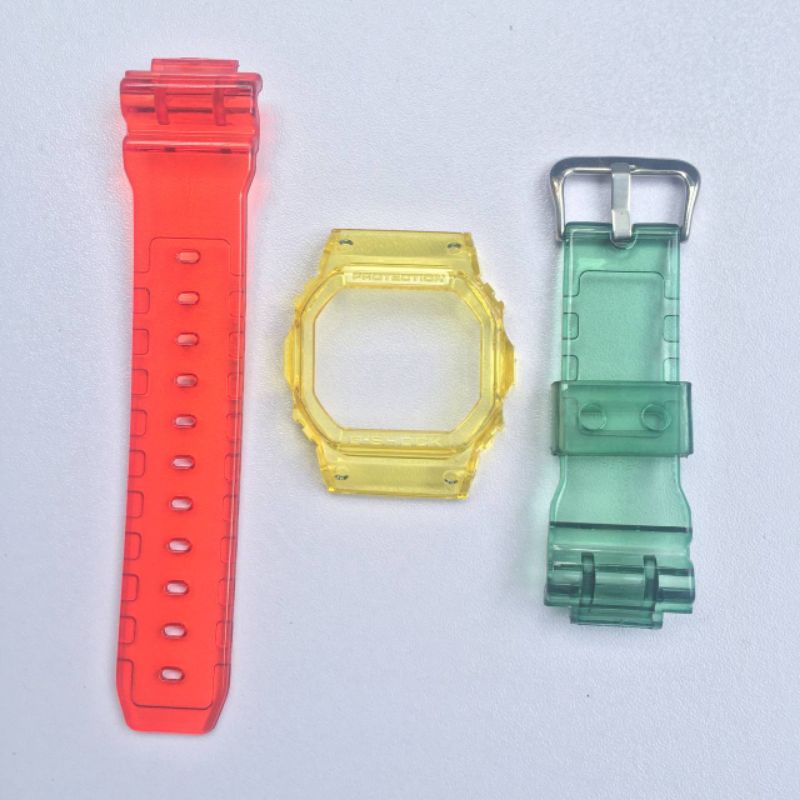 BEZEL STRAP BAND CASIO GSHOCK G SHOCK DW 5600 GW B5600 DW 5030 DW 5035D JELLY CLEAR RASTA