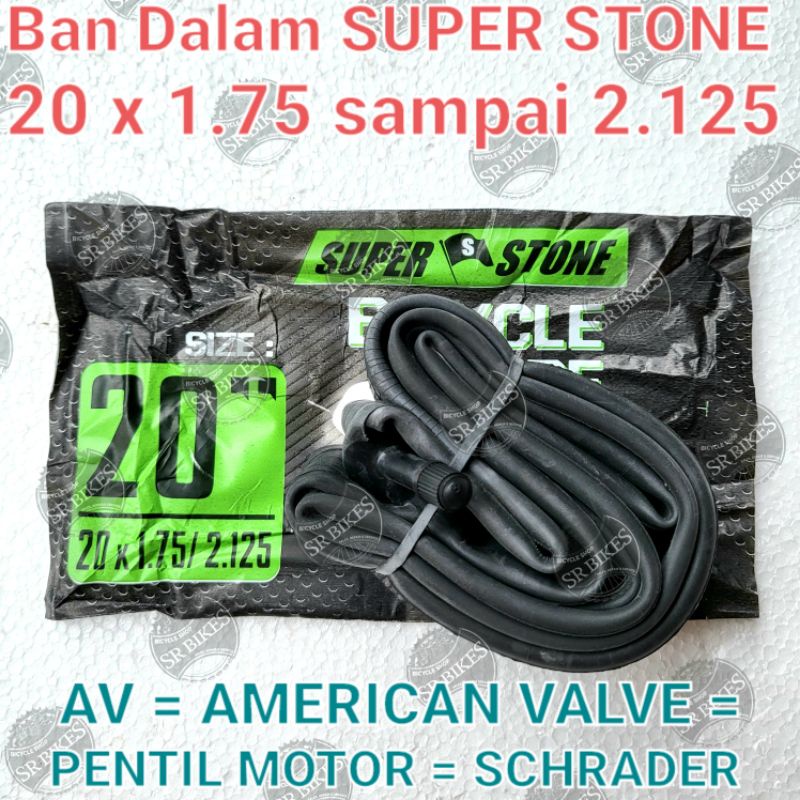 Ban Dalam 20 x 1.75 / 2.125 Sepeda Minion Mini Lipat BMX. AV PENTIL MOTOR. SUPER STONE