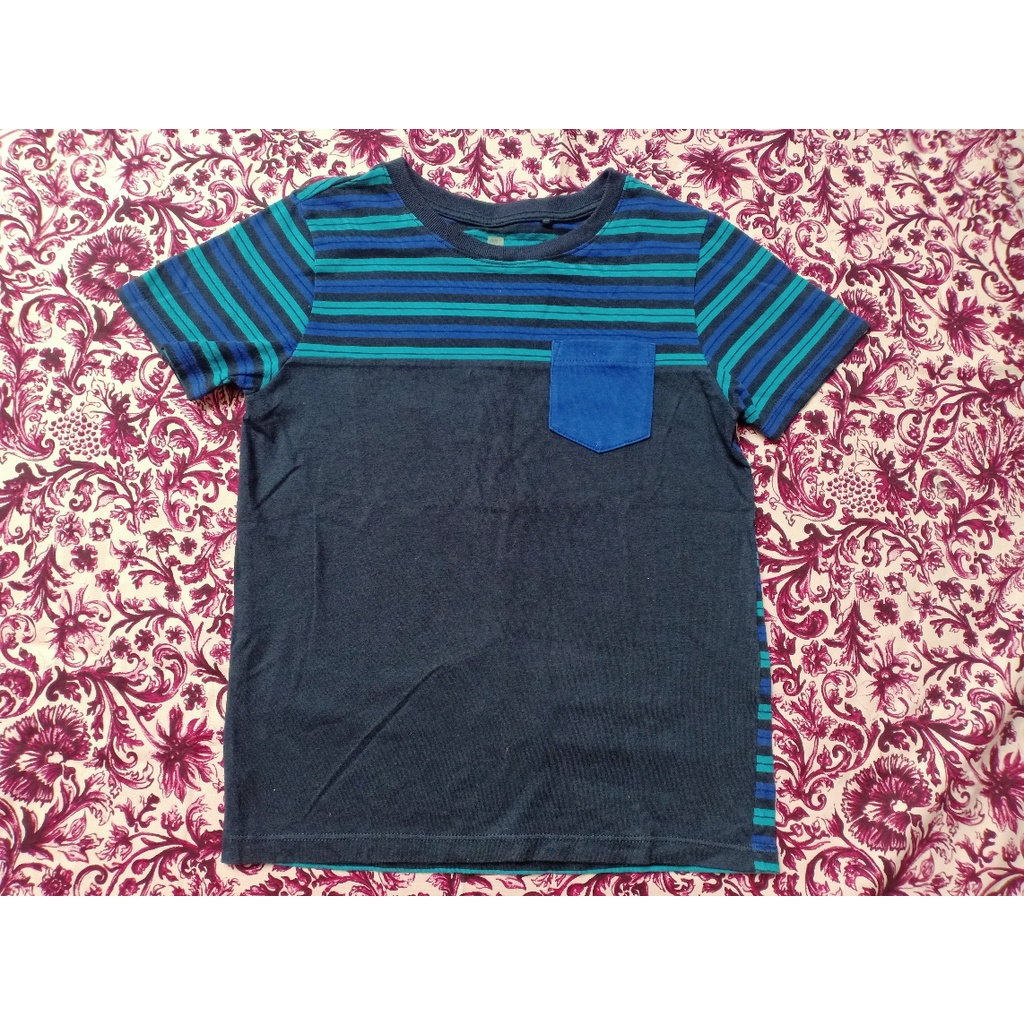 Baju Kaos Atasan Uniqlo Anak Laki-Laki Murah Katun Motif salur 6-7 Thn