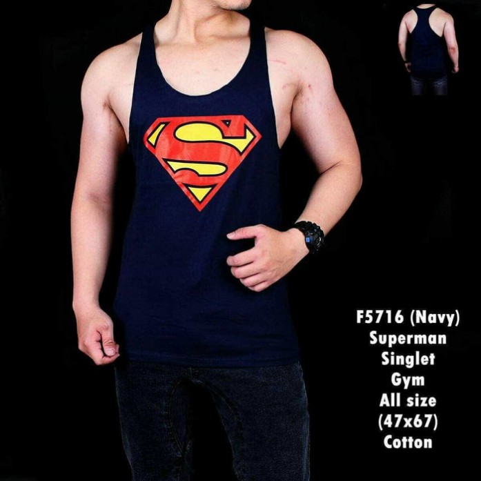 SALE SINGLET SUPERMAN SINGLET FITNES GAMBAR SINGLET MURAH TANKTOP SUPERMAN KAOS DALAM PRIA