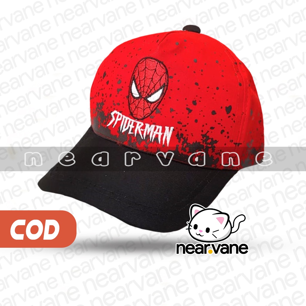 Topi Anak Superhero Spiderman Print dan Bordir Laki Laki Perempuan Usia Umur 2 3 4 5 6 7 8 Tahun Cowok Cewek Original Murah