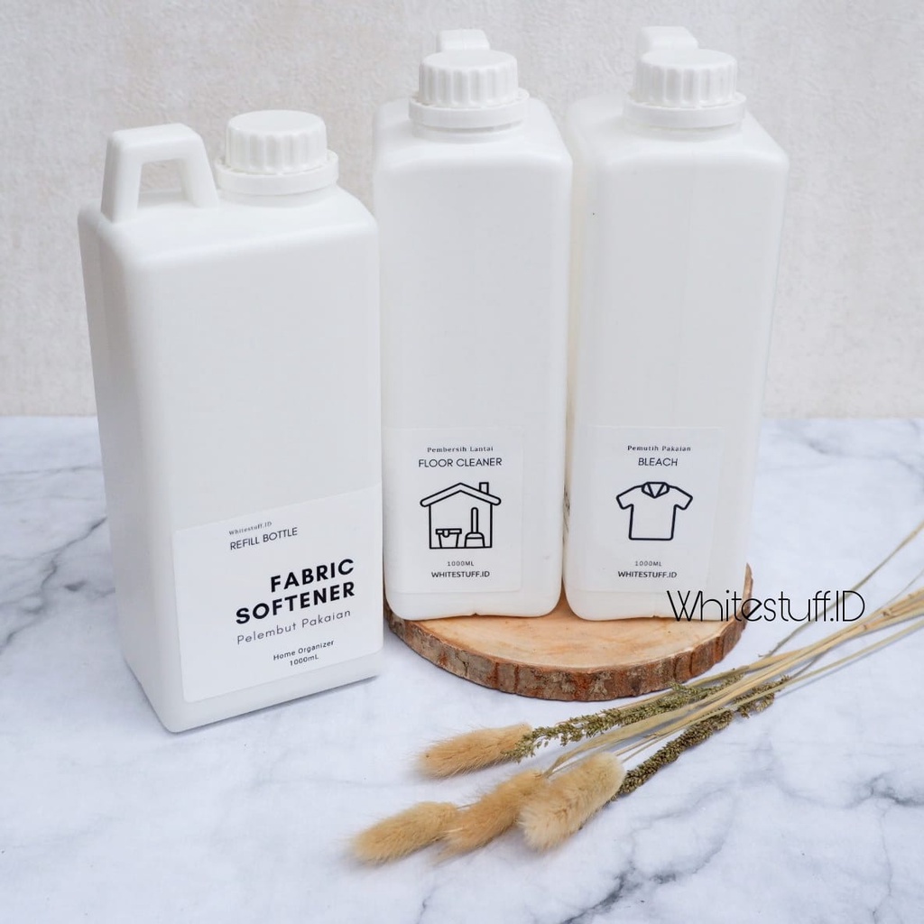 WHT 401 Refill Botol Sabun Jerigen Jerrycan untuk Laundry Room &amp; Cleaning Bottle Organizers Label 2 Sisi Putih