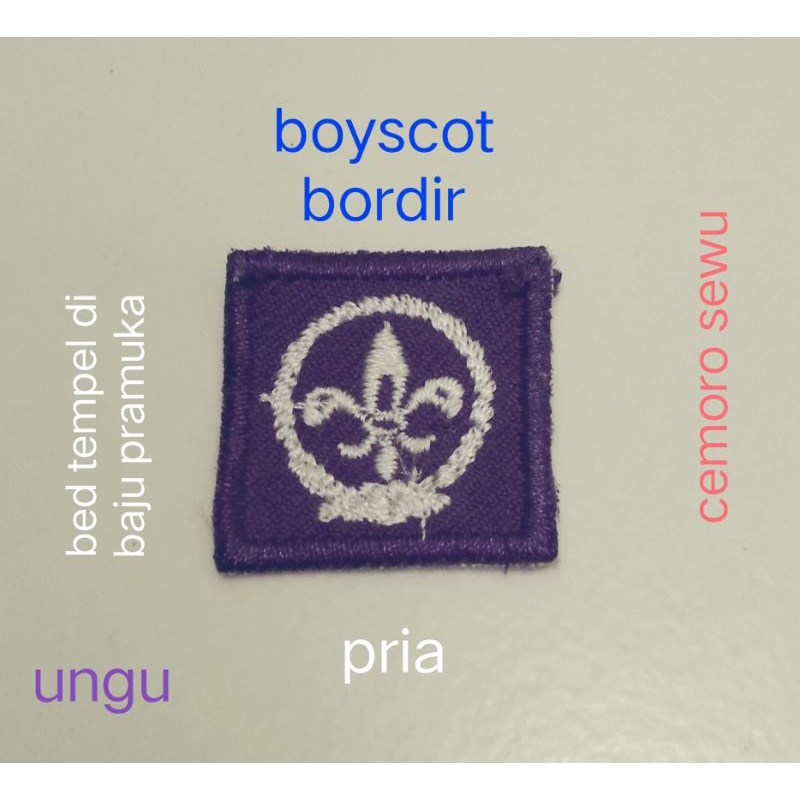 Boyscot boyscoot pramuka bordir tempel di baju pramuka pria warna ungu
