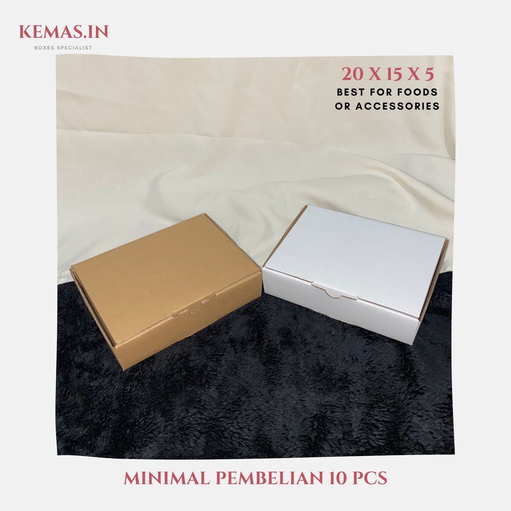 

Kardus Die Cut 20x15x5 - Karton Box Dus Packaging Hampers Pizza Kue Brownies Roti Polos Murah