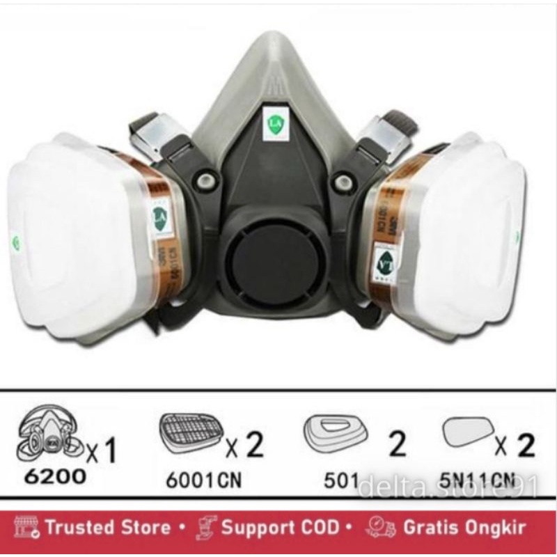 Masker Gas Respirator - 6200 - Gray | masker proyek | safety mask | masker cat industrial