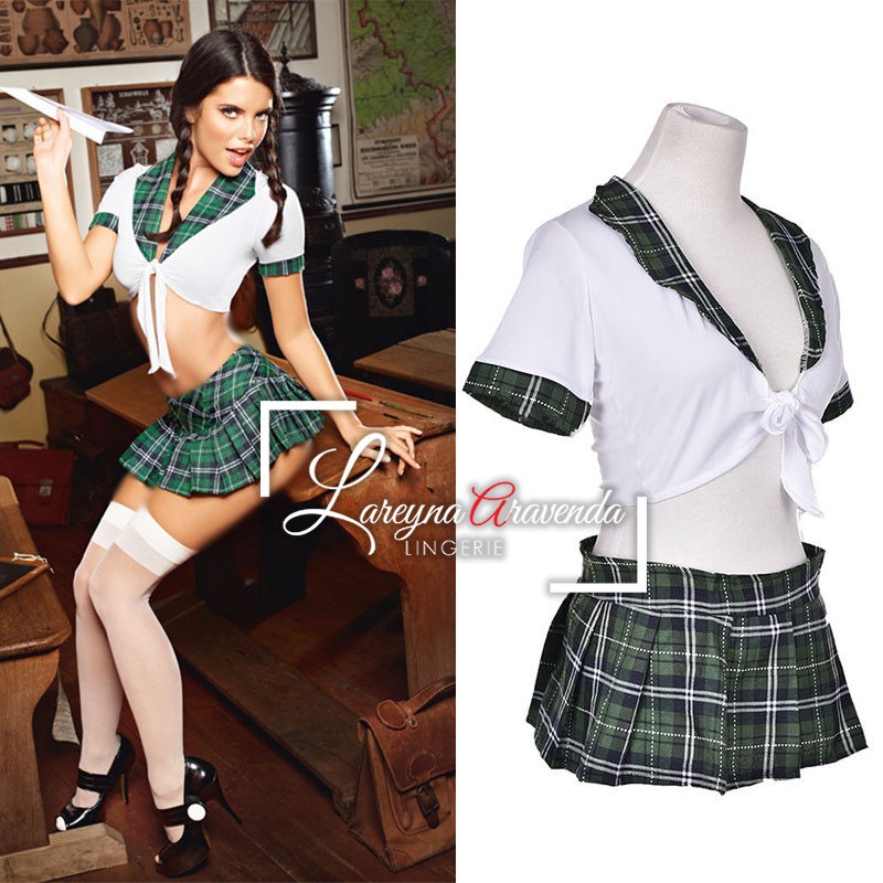 Set Lingerie + Rok Sexy Model Cosplay Seragam Eropa LG220H